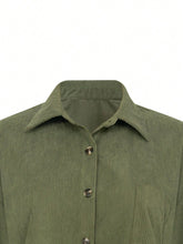 Women's Casual Fitted Solid Color Button-Up Long Sleeve Shacket